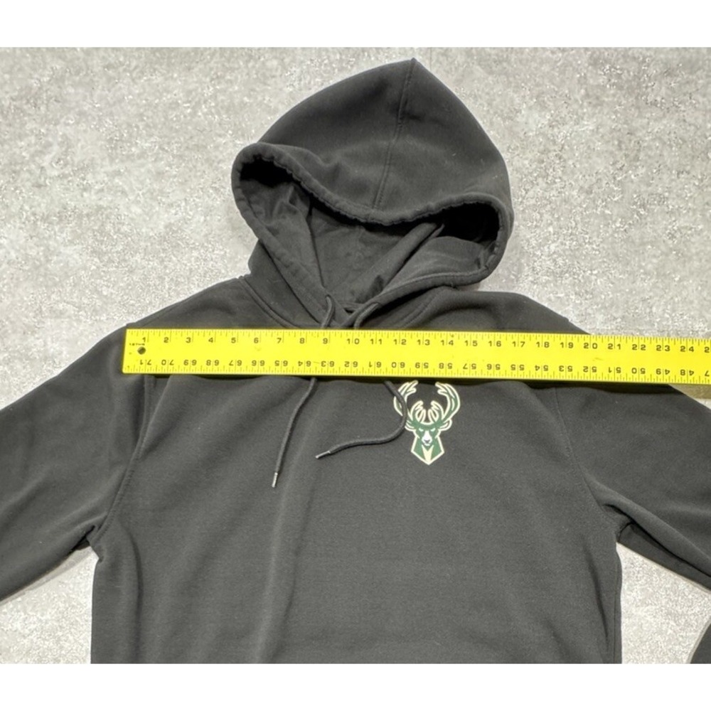 NBA Milwaukee Bucks Mens Full Zip Black Hooded Sweatshirt Size L/XL Authentic - Picture 4 of 9